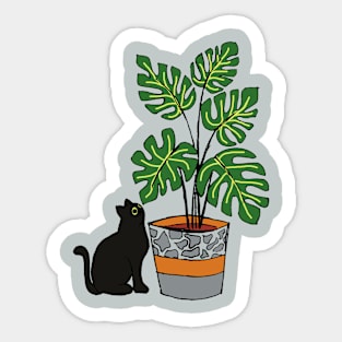 Cat near planter Sticker